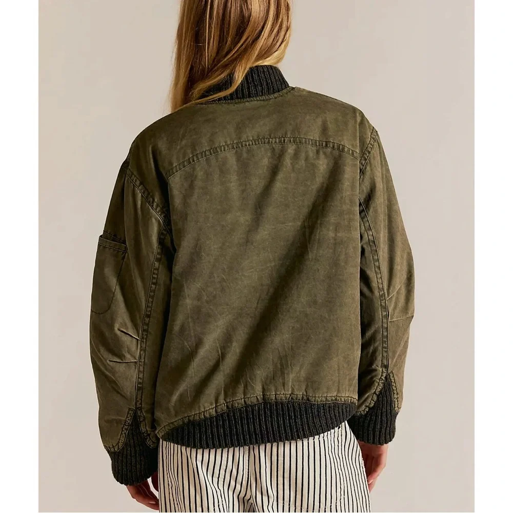 We The Free / Free People - Jax Washed Bomber Jacket (Olive) - Picture 3 of 6